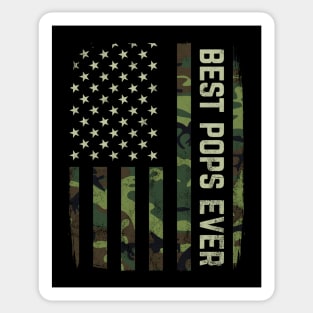 Best Pops Ever Camouflage American Flag Fathers Day Gift Sticker